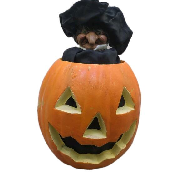 Bethany Lowe Witch Jack O Lantern Pumpkin Black Halloween Decor 1965 146 - Picture 1 of 10
